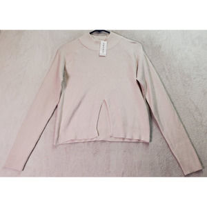 L. A. Hearts Sweater Women Size Small Cream Vented Viscose Long Sleeve Mock Neck